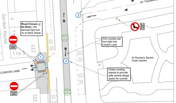 The photo for Mare Street Cycle Link between London Lane and St Thomas’s Square Quietway 2.